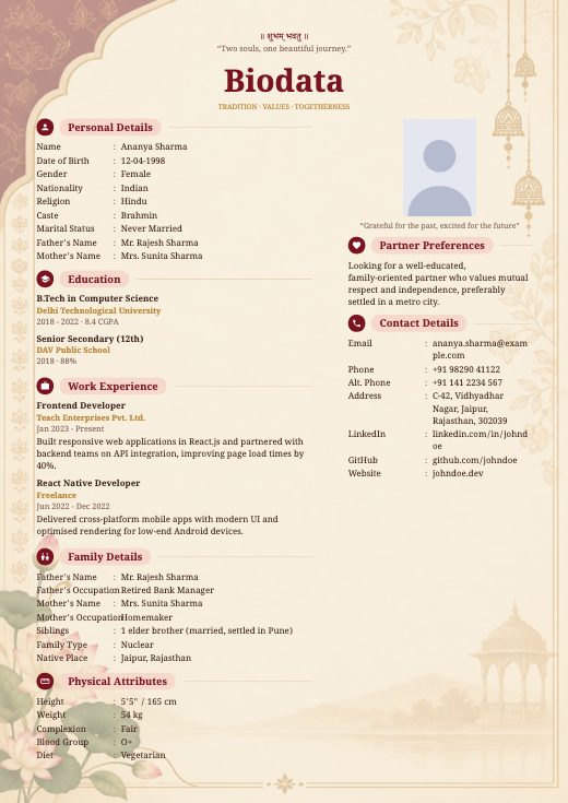 Kamal biodata template